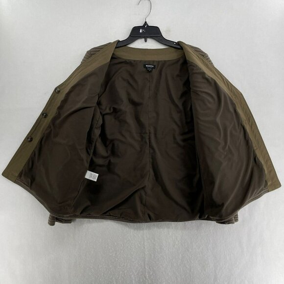 Worth Cardigan Jacket Women Sz 12 Taupe Button-Up Ribbed V-Neck Stretch Pockets - Picture 8 of 13